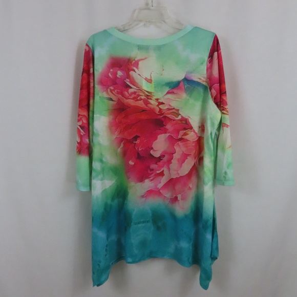 🌹4 for$20🌹 French Bazaar Sparkle Flower Tunic Shirt XXL - Picture 5 of 10